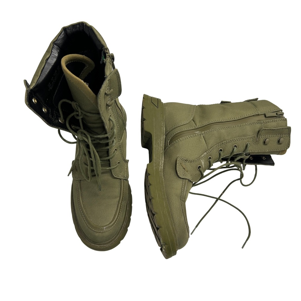 Franco Sarto Military Combat Boots Side Zip Size 8M Olive Green Gorpcore Utility
